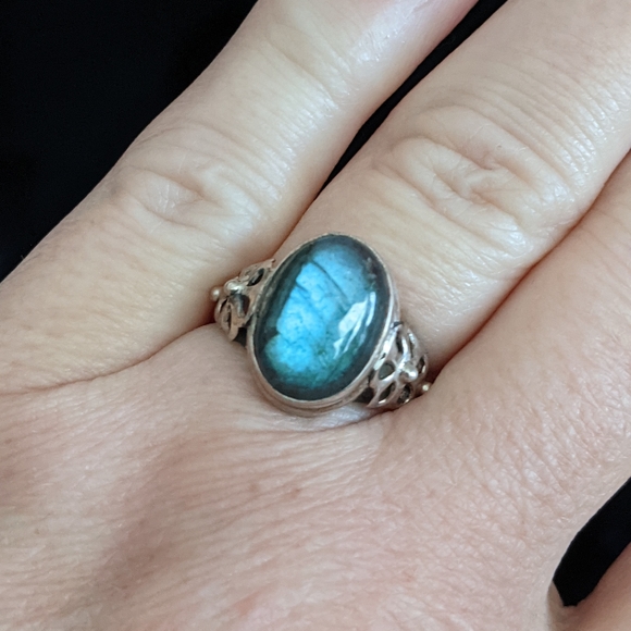 Jewelry - Natural Labradorite, 925 Silver Ring, size 8.5